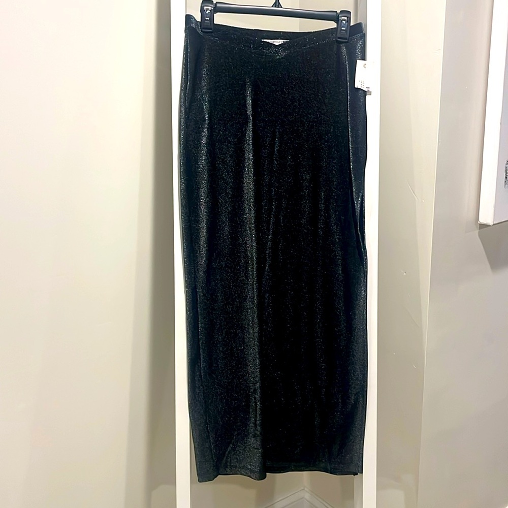 High Slit Black Shimmery Ling skirt